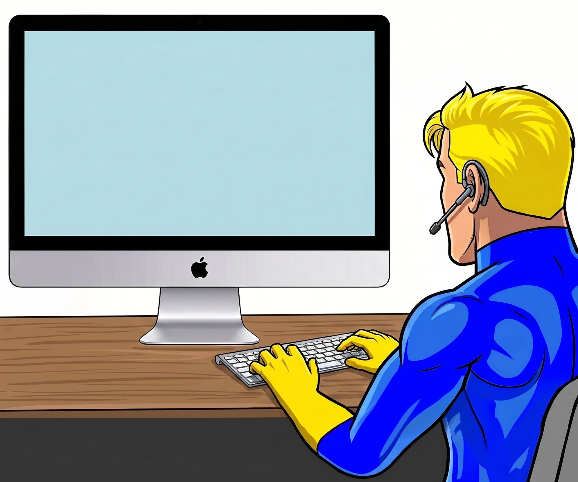 A Herosite support hero at a desk, ready to help